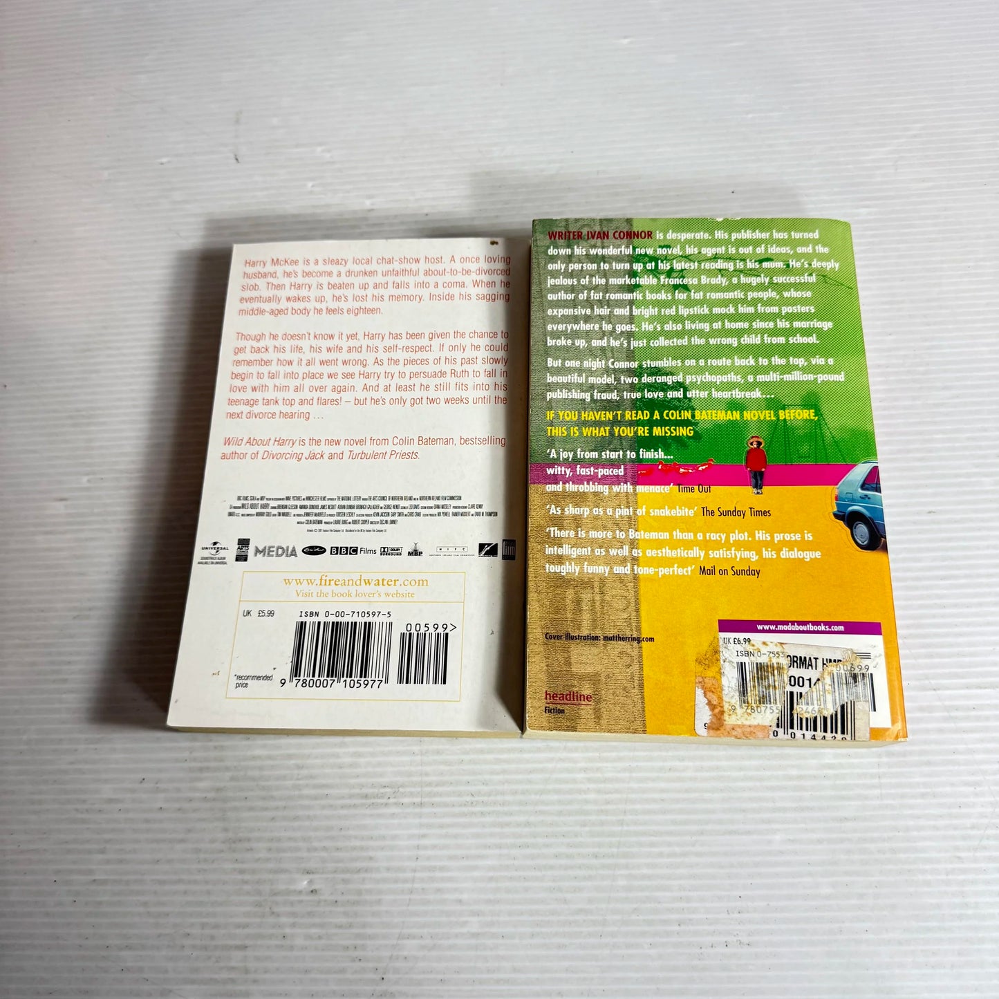 Colin Bateman Book Bundle x 2 Books : Chapter and Verse & Wild About Harry (601)