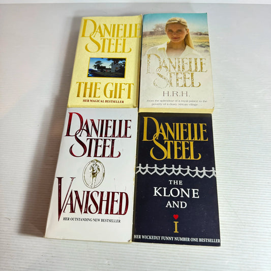 Danielle Steel Book Bundle  X 4 Books - H.R.H, The Klone and I, Vanished, The Gift (594)