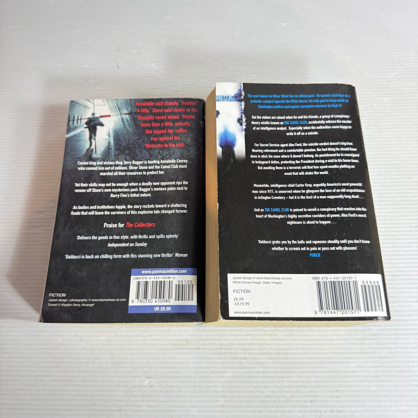 David Baldacci Book Bundle x 2  Books : The Camel Club & Stone Cold (602)