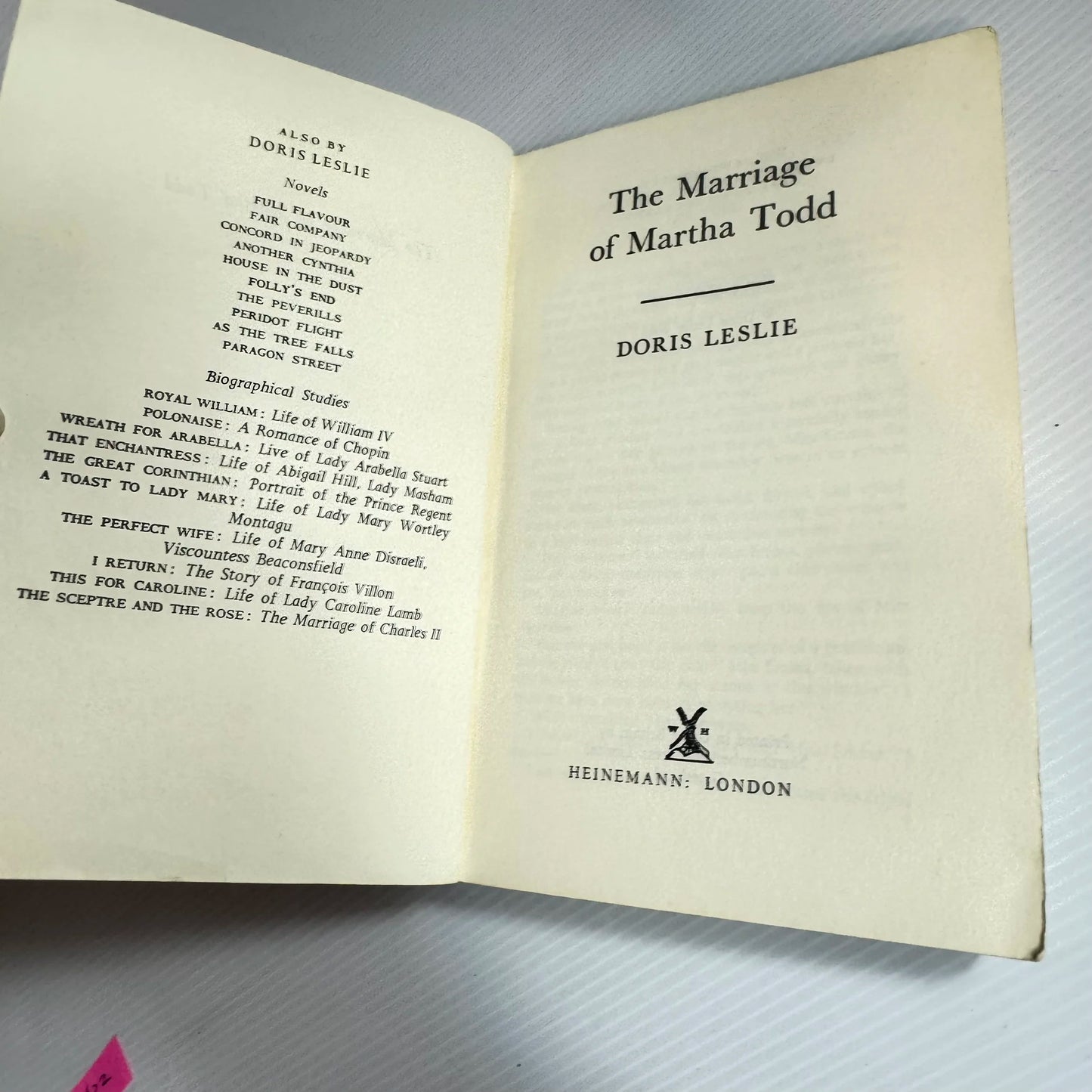 The Marriage Of Martha Todd - Doris Leslie (Vintage 1968 First Edition)