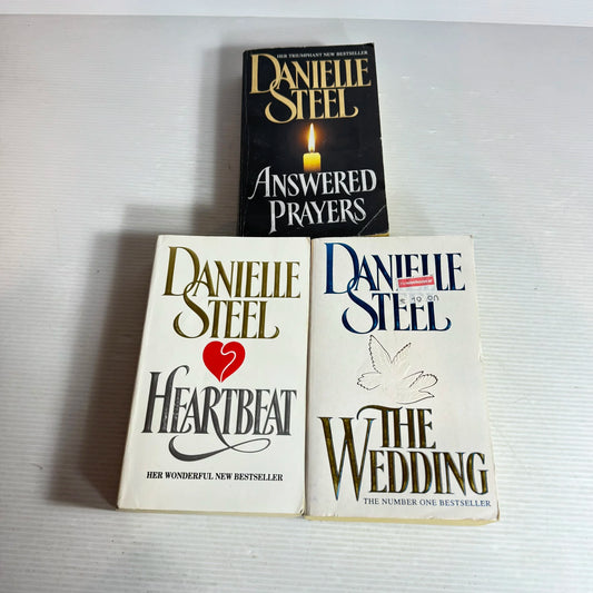 Danielle Steel Book Bundle x 3 Books : Answered Prayers, The Wedding, & Heartbeat (582)