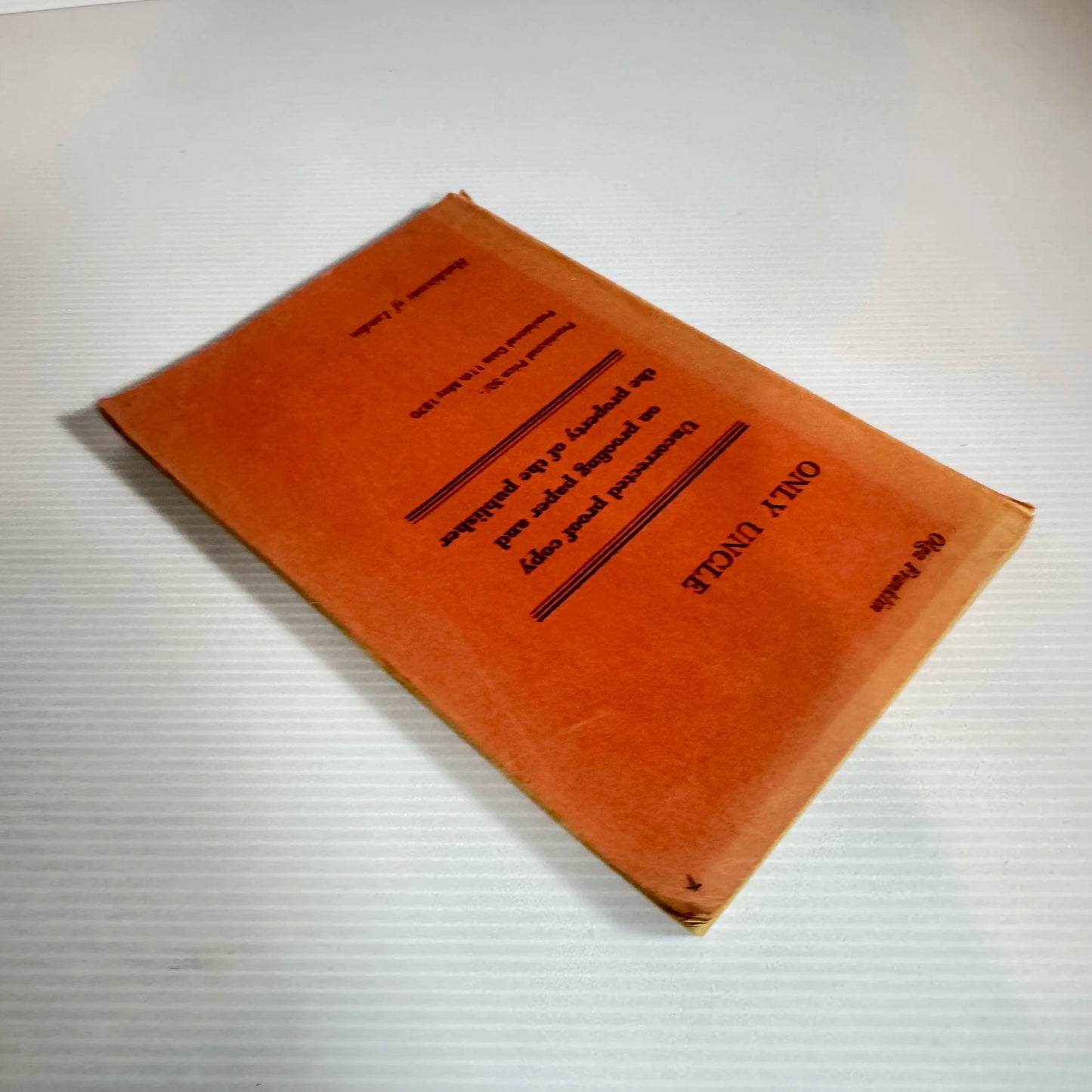 Only Uncle - Olga Franklin (Uncorrected Proof : Vintage 1970)