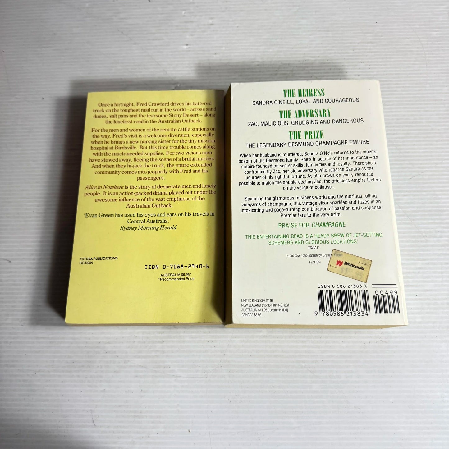 Domestic Fiction Book Bundle x 2 Champagne Gold - Nicola Thorne & Alice to Nowhere - Evan Green (570)