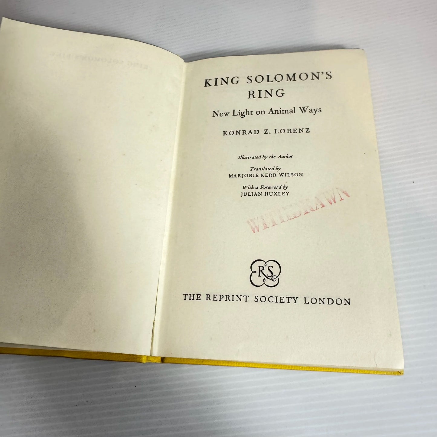 King Solomon's Ring: New Light On Animal Way - Konrad Z. Lorenz (Vintage 1953)