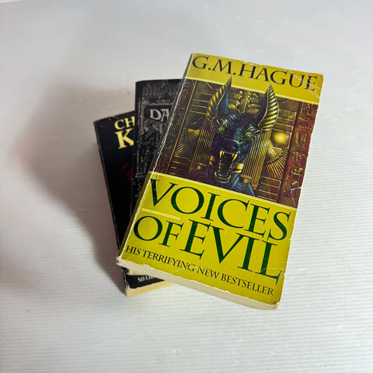 Horror Book Bundle x 3 Books Voices of Evil - G.M. Hague, Mama's Boy - Charles King, & Daemonic - Stephen Laws (562)