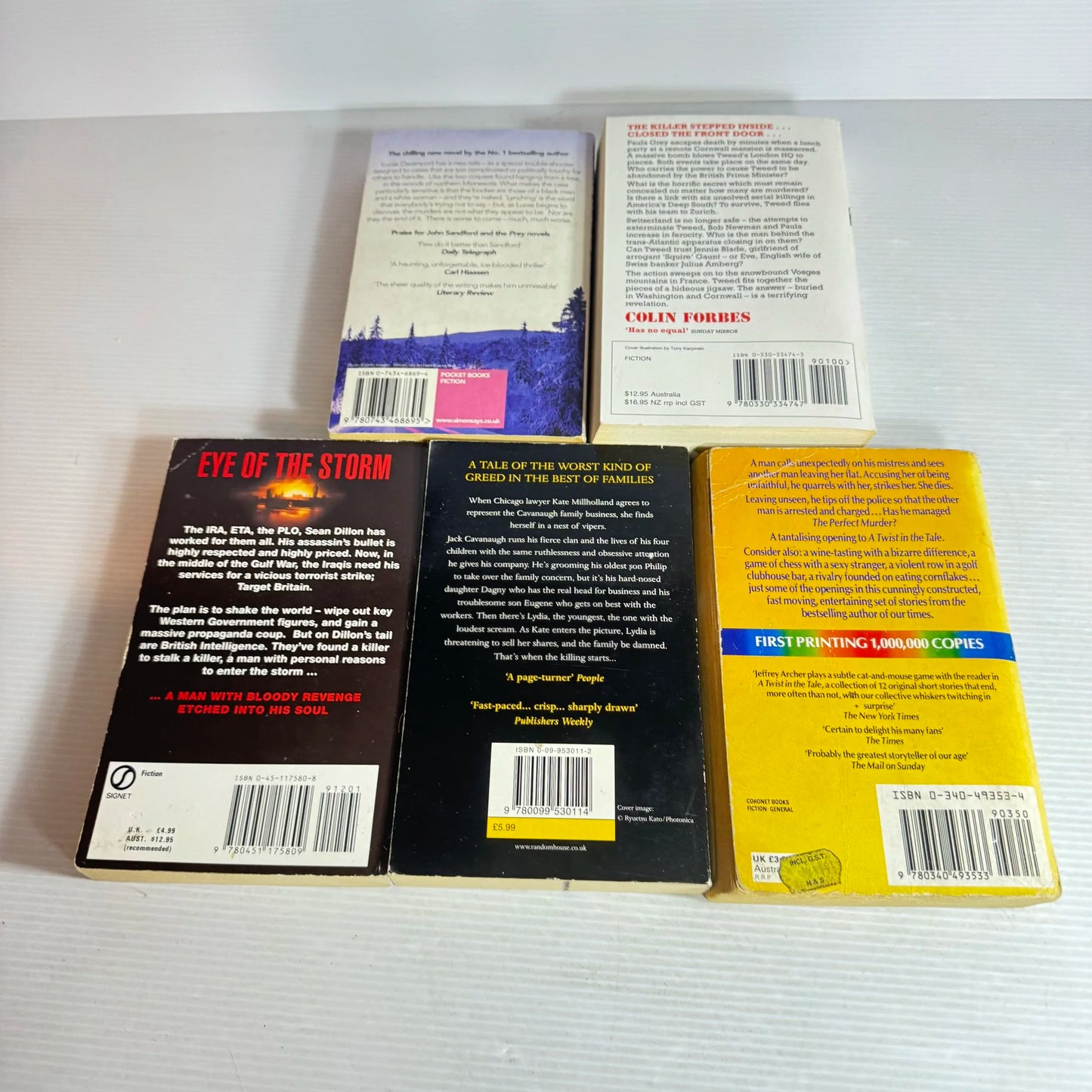 Thriller book Bundle x 5 Mixed Author Bundle : Hartzmark, Archer, Higgins, Forbes & Sandford (551)