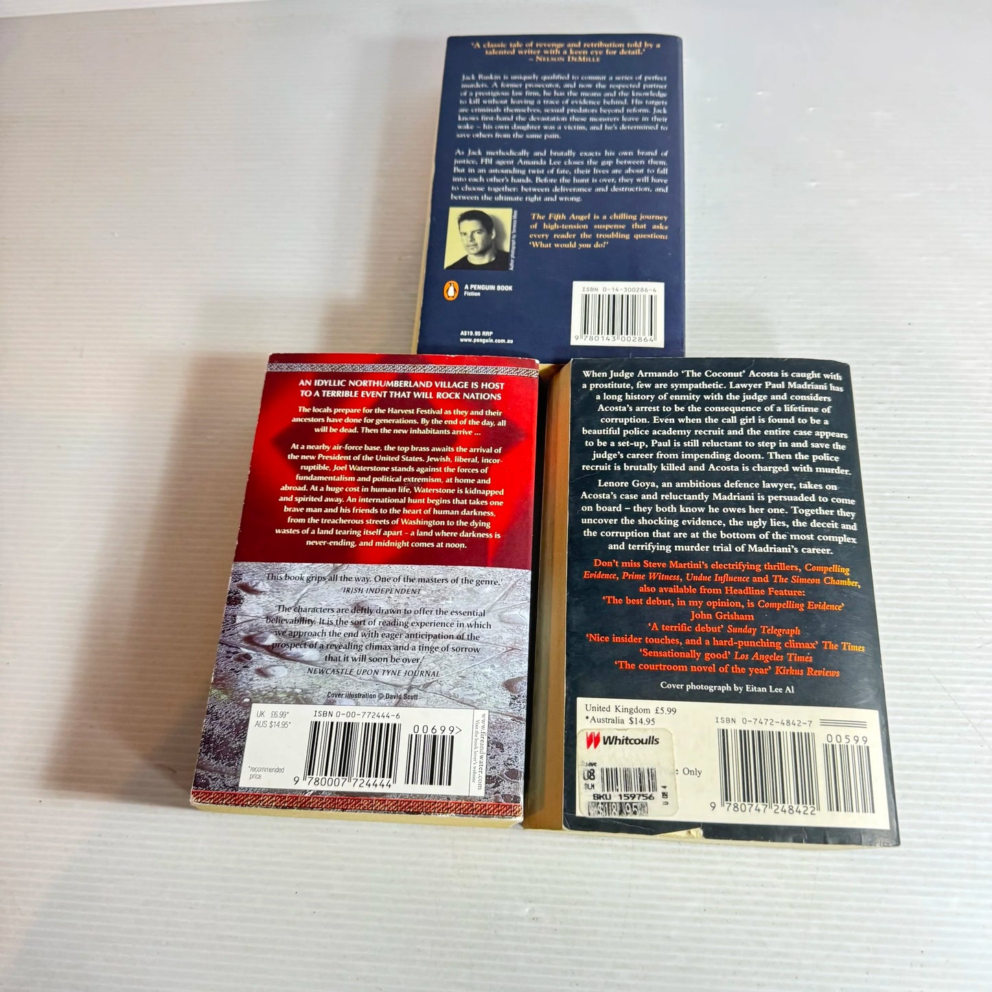 Thriller Book Bundle x3 Books The Fifth Angel - Tim Green, The Judge - Steve Martini, & Midnight Comes at Noon - Daniel Easternan (543)