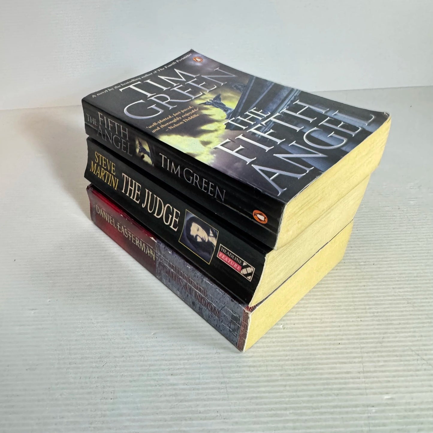 Thriller Book Bundle x3 Books The Fifth Angel - Tim Green, The Judge - Steve Martini, & Midnight Comes at Noon - Daniel Easternan (543)