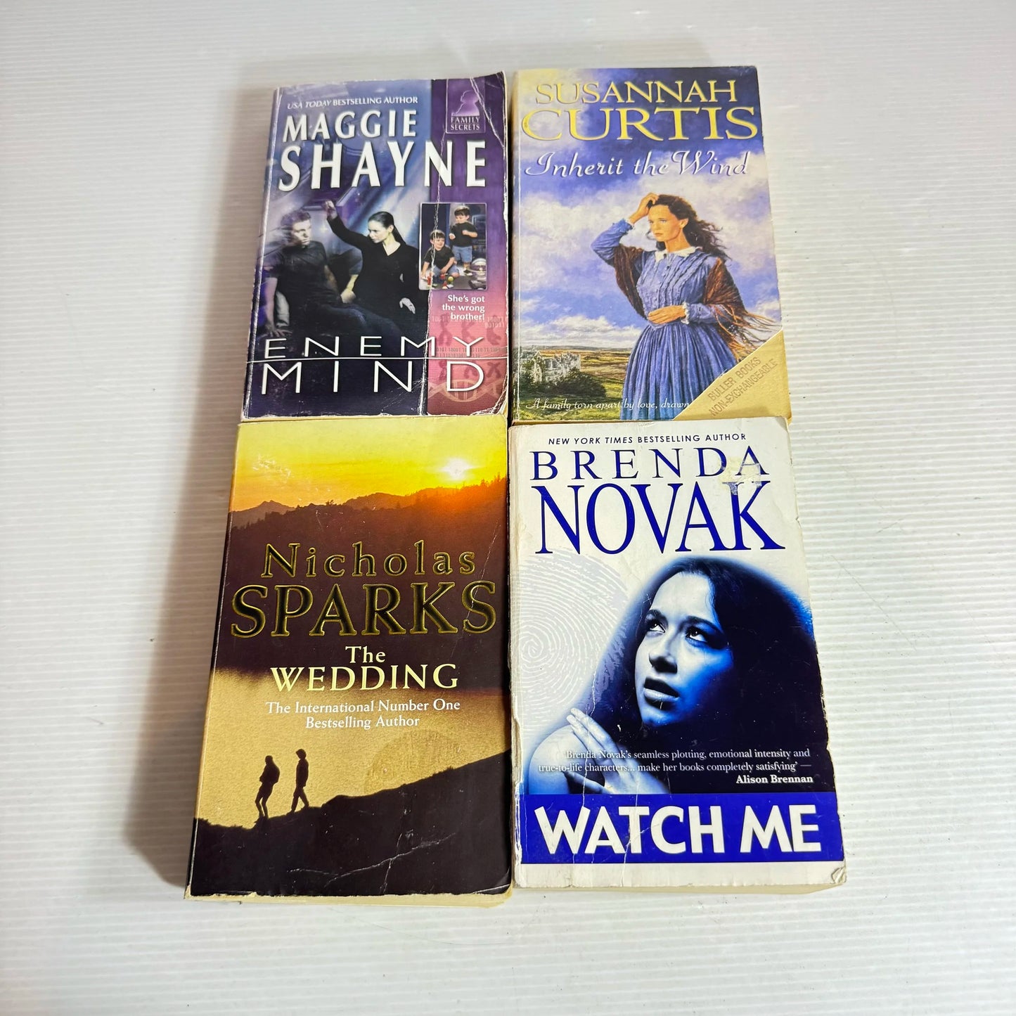 Romance Book Bundle x 4 Books : Inherit the Wind, Watch Me, Enemy Mind, The Wedding (821)