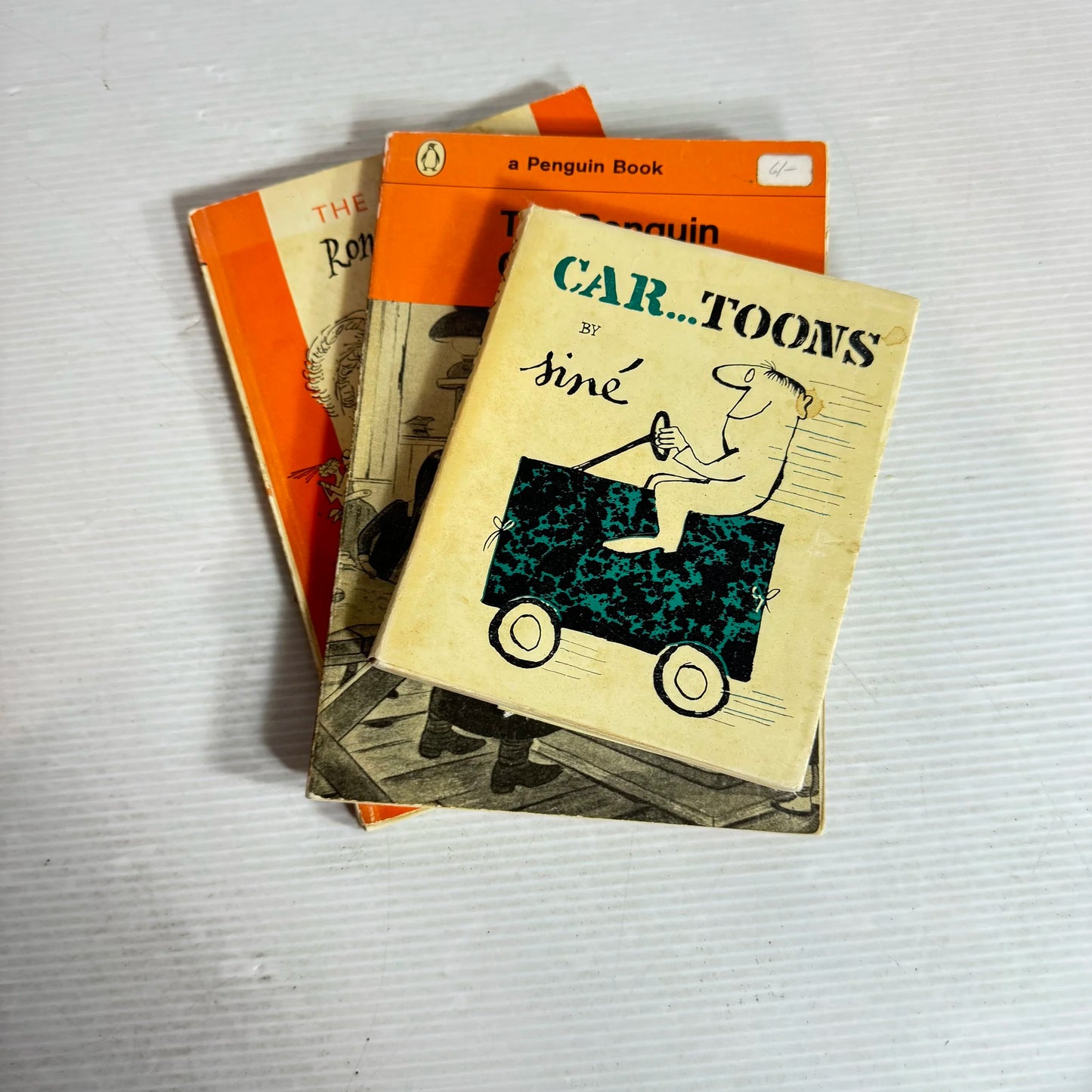 Vintage Cartoon Book Bundle x 3 Books : Car...Toons by Sine 1954, The Penguin - Charles Addams 1960, The Penguin - Ronald Searle 1960(2038)