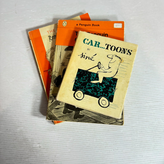 Vintage Cartoon Book Bundle x 3 Books : Car...Toons by Sine 1954, The Penguin - Charles Addams 1960, The Penguin - Ronald Searle 1960(2038)