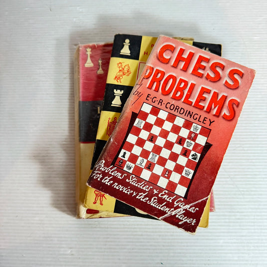 Chess Book Bundle x 3 Books : Chess Problems by E.G. R Cordingley, The Game of Chess - H. Golombek, Learn Chess Fast - by Sammy Reshevsky & Fred Reinfeld(2033)