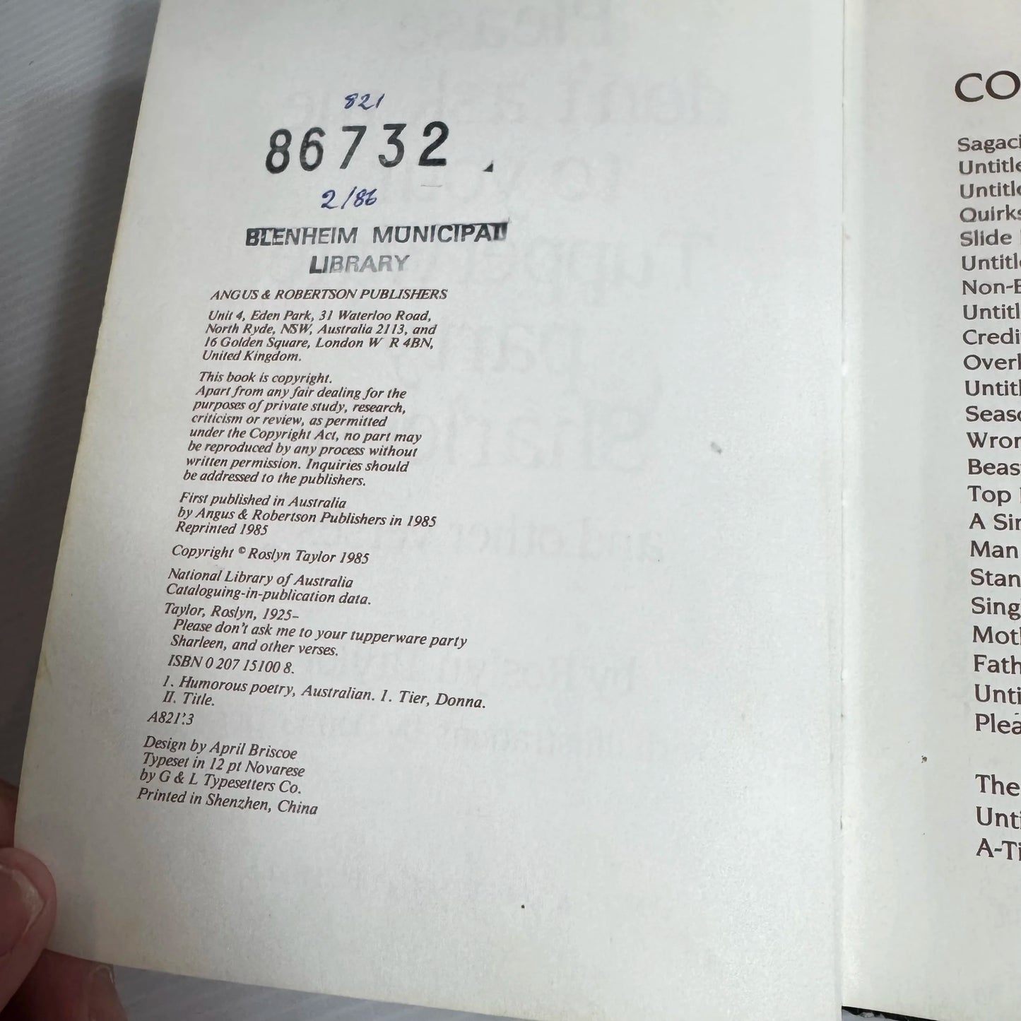 Please Don't Ask Me To Your Tupperware Party Sharleen - Roslyn Taylor (Vintage 1985)