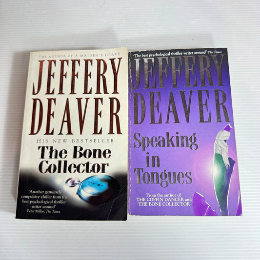 Jeffery Deaver Book Bundle x 2 The Bone Collector / Speaking In Tongues