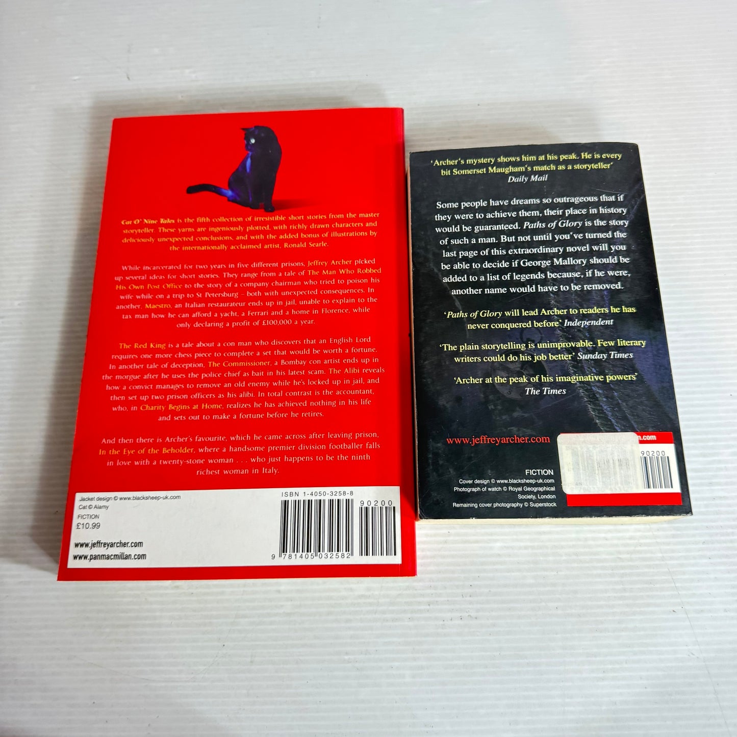 Jeffery Archer Book Bundle x 2 Books : Paths of Glory & Cat O'Nine Tales (2004)