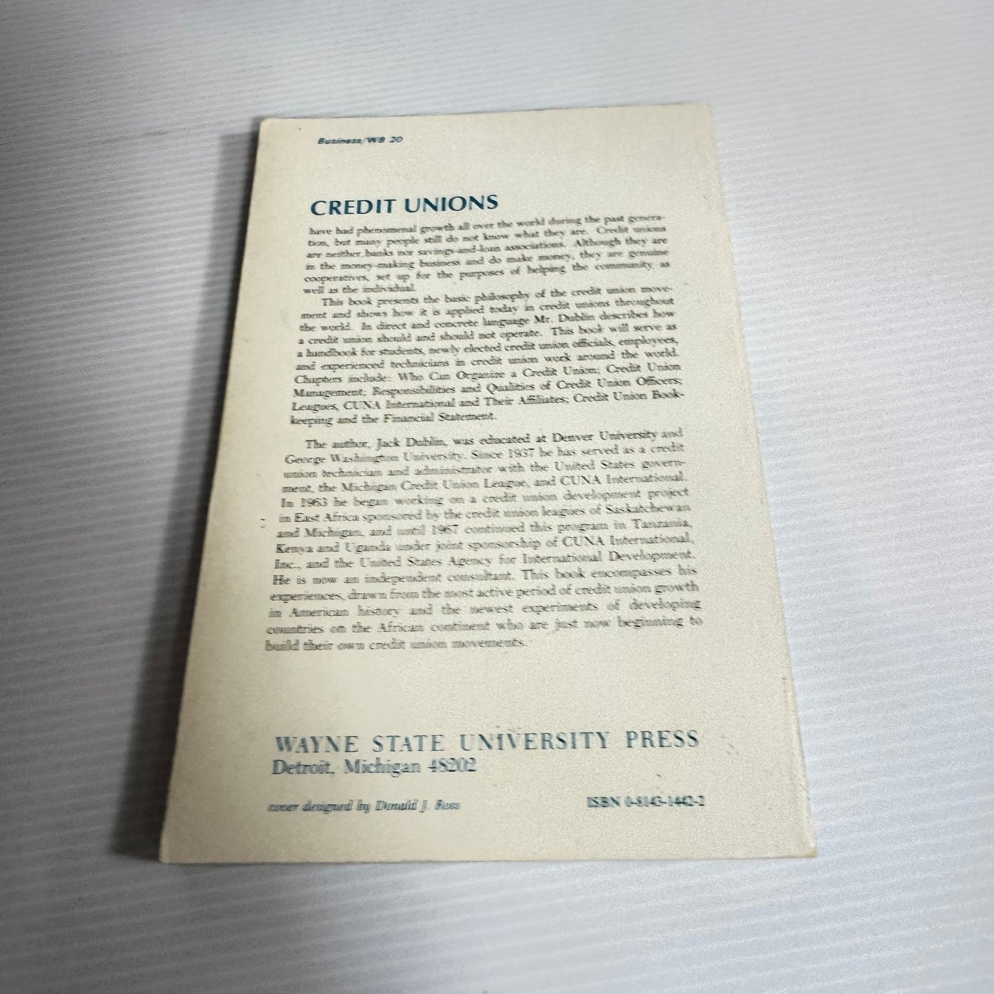 Credit Unions : Theory and Practice - Jack Dublin (Vintage 1979)