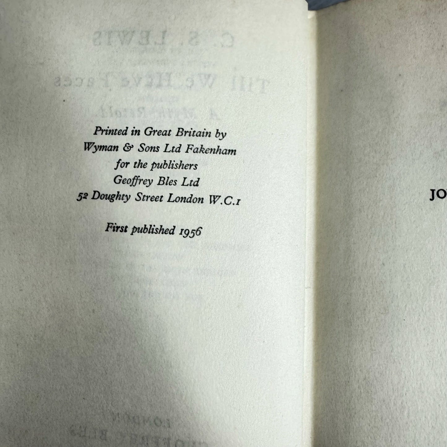 Till We Have Faces - C. S. Lewis (Vintage First Edition 1956)