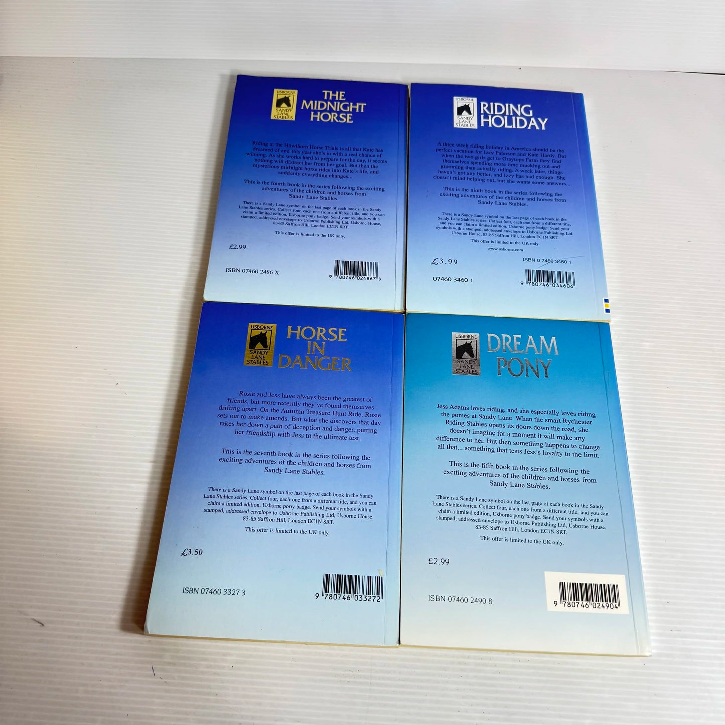 Sandy Lane Stables Book Bundle x 4 The Midnight Horse, Riding Holiday, Dream Pony, & Horse in Danger