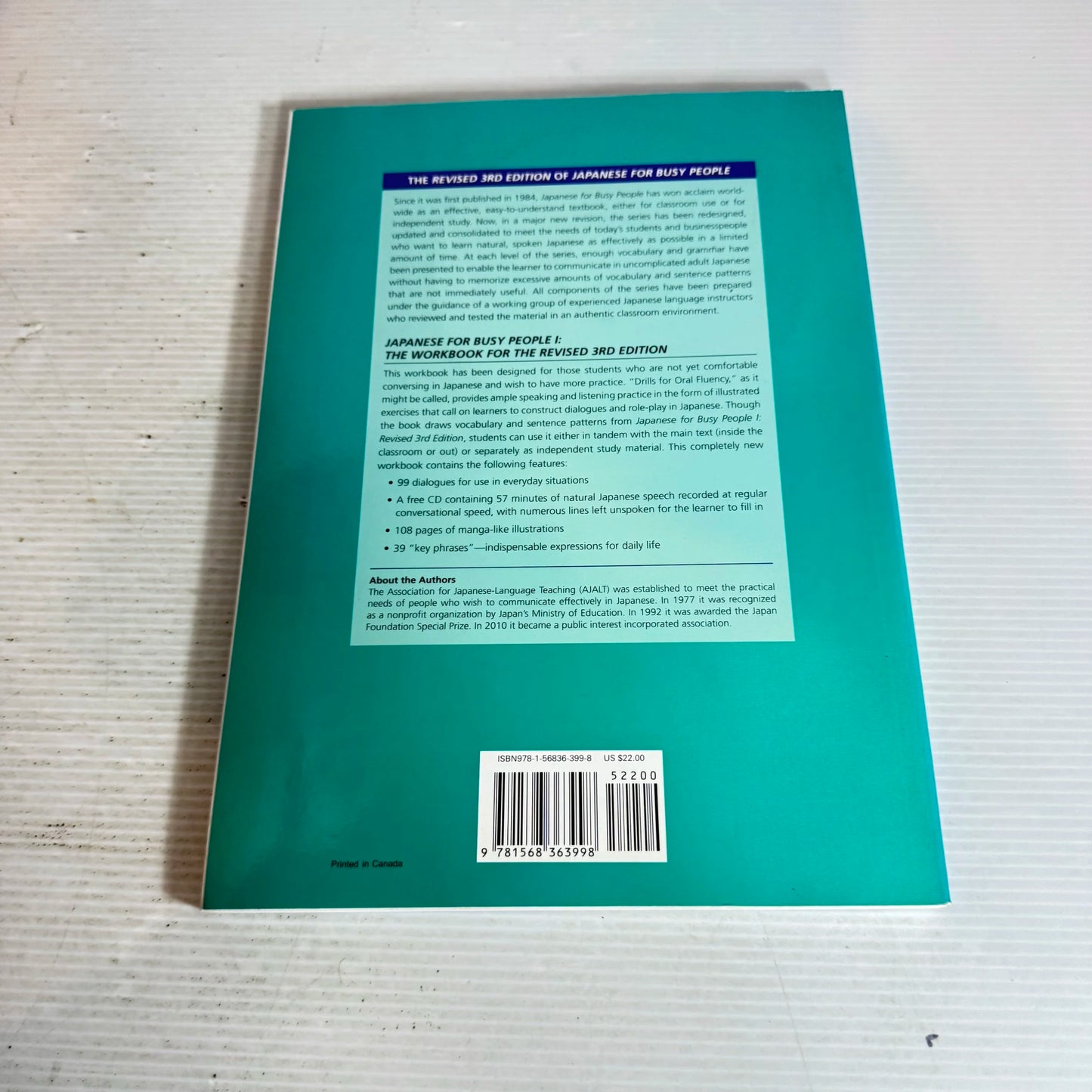 Japanese for Busy People : The Workbook for the revised 3rd Edition (Includes CD)