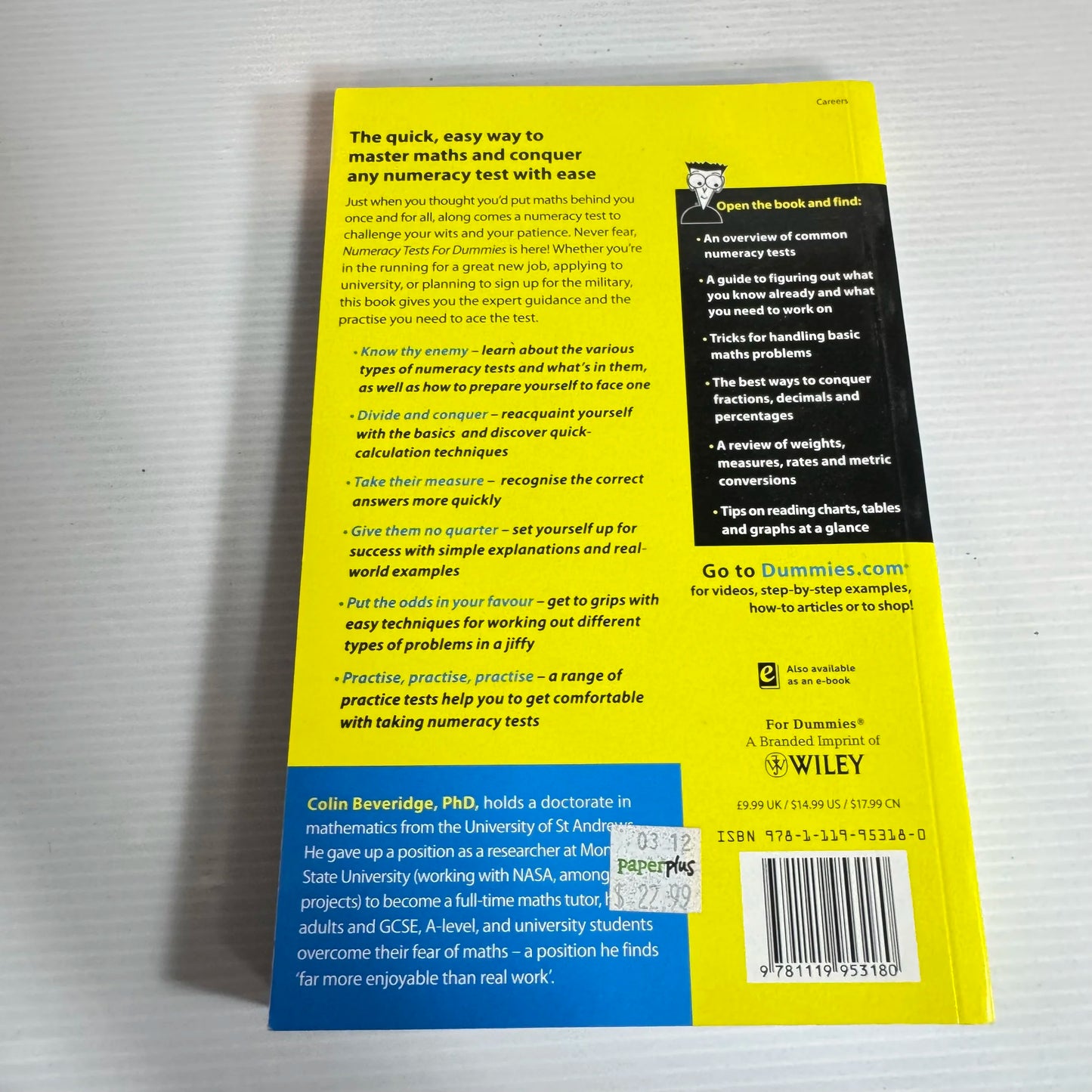 Numeracy Tests For Dummies - Colin Beveridge
