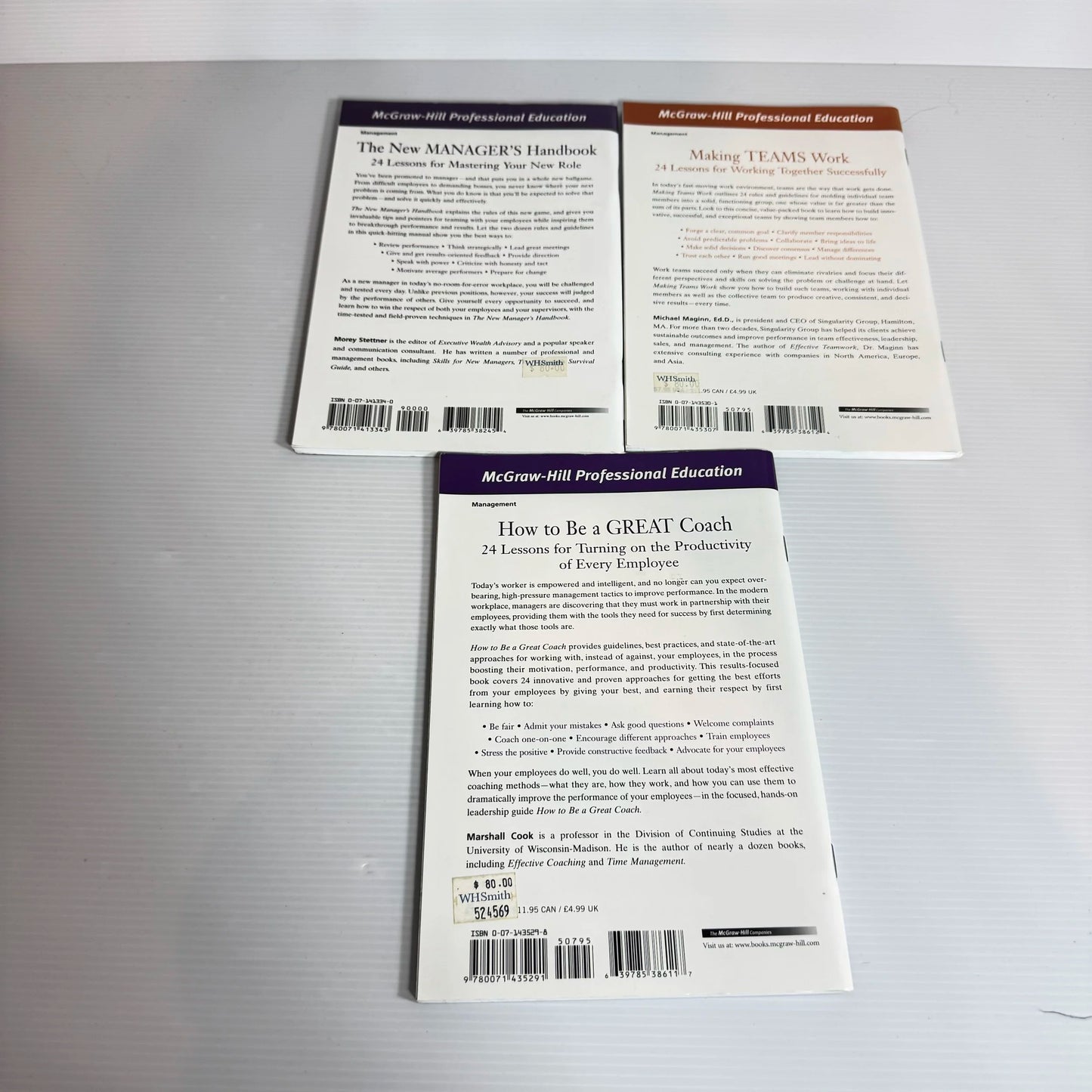McGraw-Hill Professional Education Book Bundle x 3 How To Be A Great Coach, The Manager's Handbook, & Making Teams Work