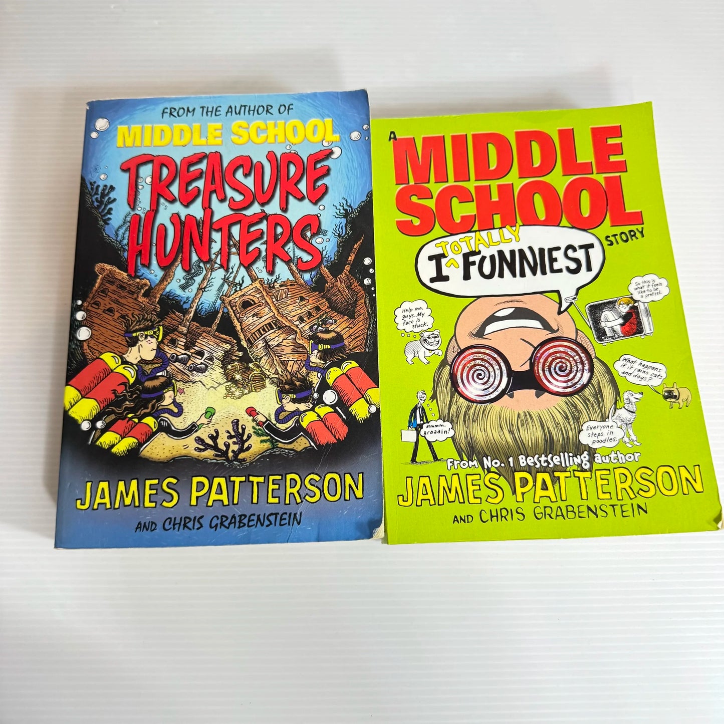 Middle School Book Bundle x 2 - By James Patterson & Chris Grabenstein - Treasure Hunters & I Totally Funniest